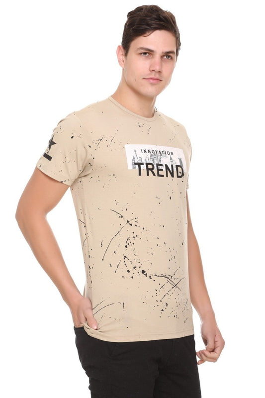 Fawn Slim Fit Printed Round Neck T-Shirt