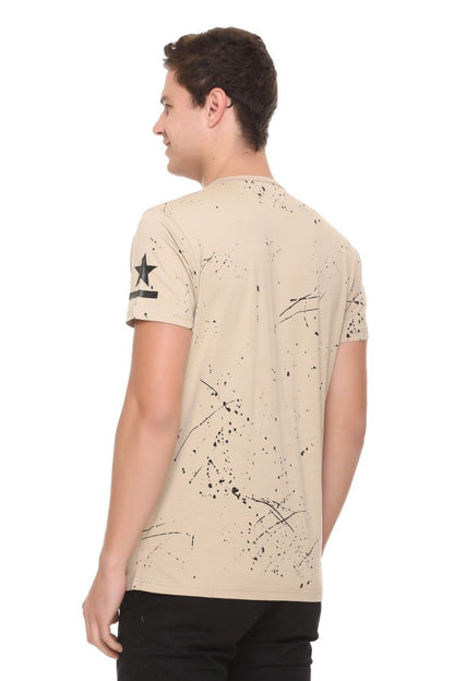 Fawn Slim Fit Printed Round Neck T-Shirt