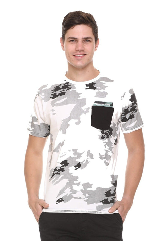White Slim Fit Printed Round Neck T-Shirt