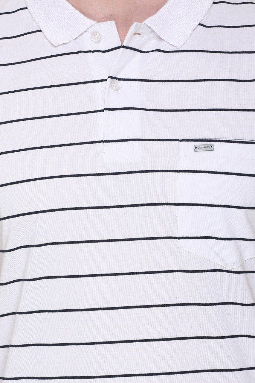 Black and White Polo T Shirt Half Sleeves for Men With Pocket