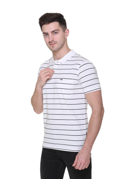 Black and White Polo T Shirt Half Sleeves for Men With Pocket