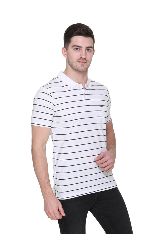 Black and White Polo T Shirt Half Sleeves for Men With Pocket
