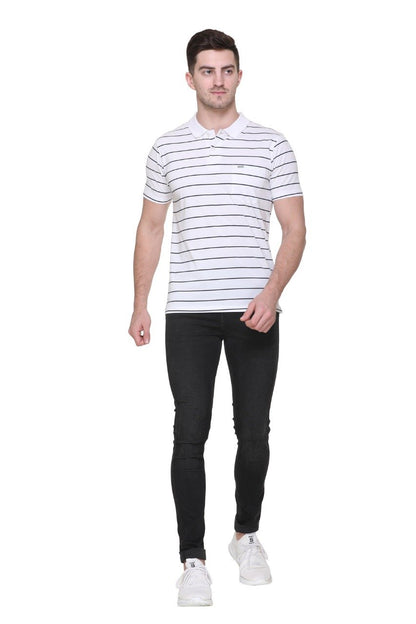 Black and White Polo T Shirt Half Sleeves for Men With Pocket