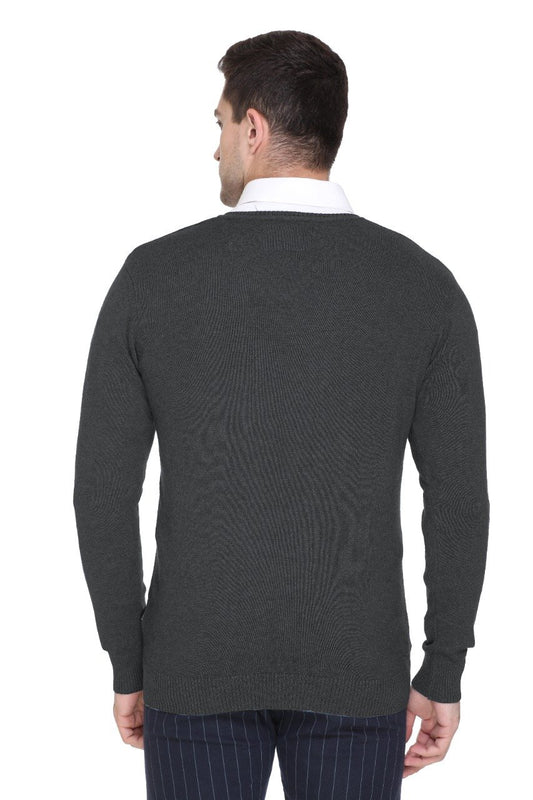 Charcoal Solid V-Neck Pullover