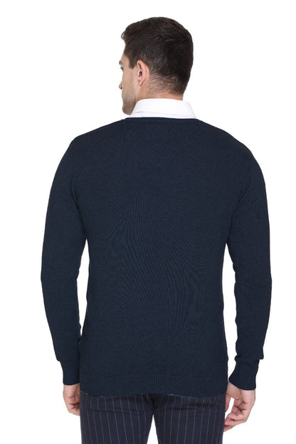 D.Navy Solid V-Neck Pullover