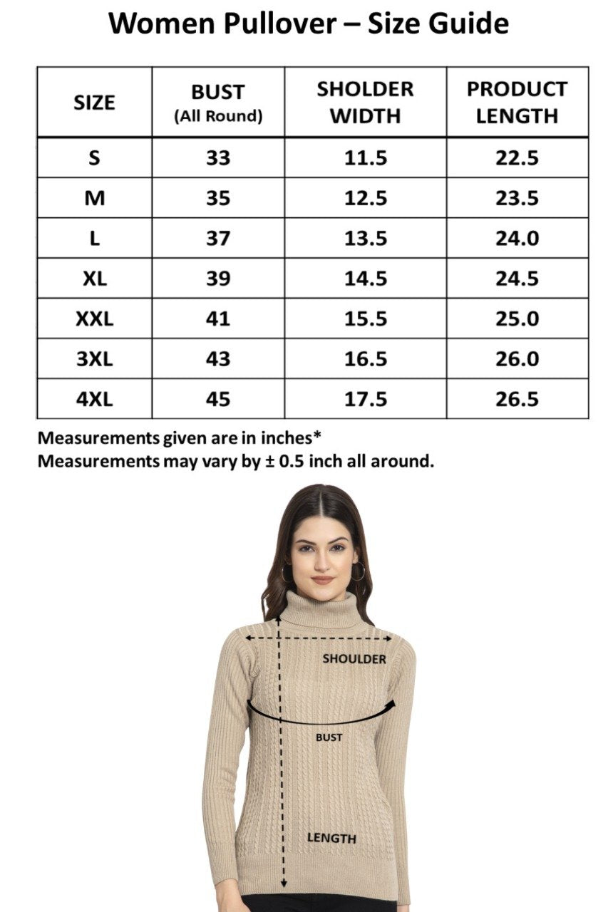 Beige High Neck full Sleeve Women Sweater Cable Knit