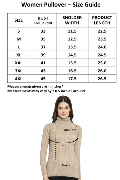 Beige High Neck full Sleeve Women Sweater Cable Knit