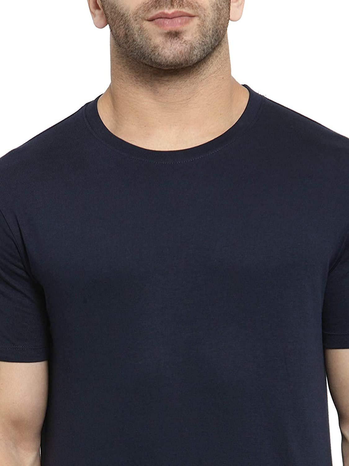 Godfrey Eco Navy Solid Round Neck Men T-Shirt