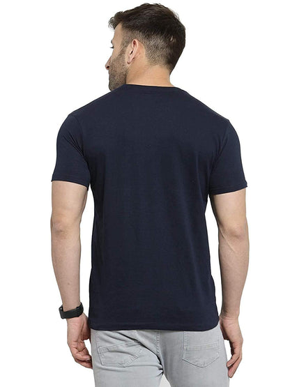 Godfrey Eco Navy Solid Round Neck Men T-Shirt