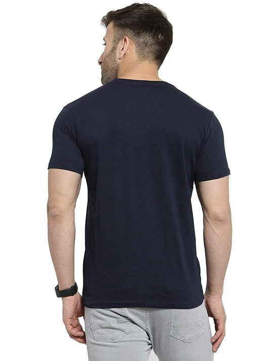 Godfrey Eco Navy Solid Round Neck Men T-Shirt