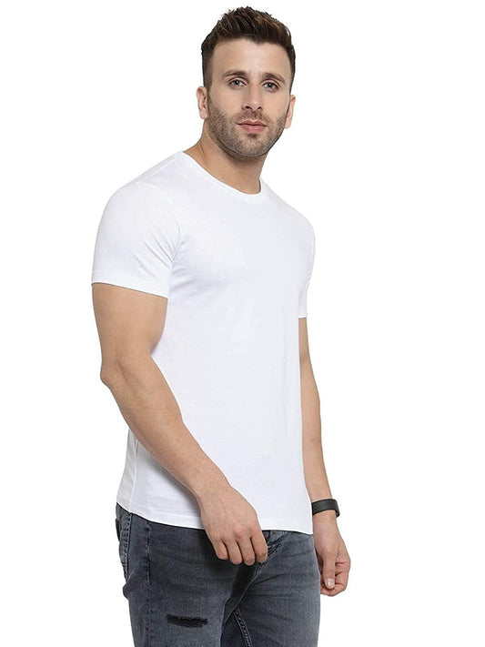 Godfrey Eco White Solid Round Neck Men T-Shirt