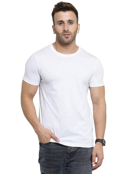 Godfrey Eco White Solid Round Neck Men T-Shirt