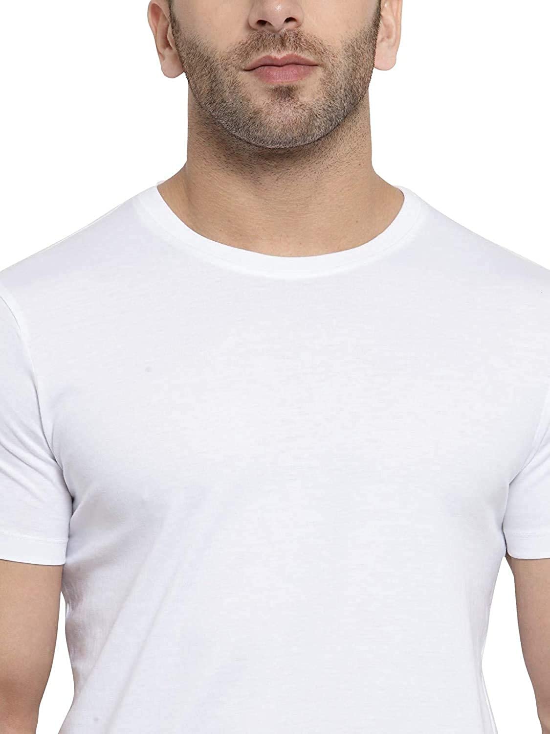 Godfrey Eco White Solid Round Neck Men T-Shirt