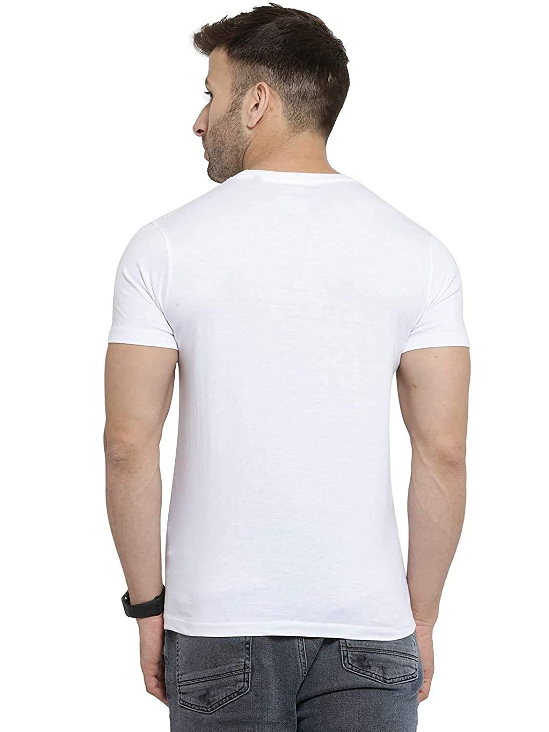 Godfrey Eco White Solid Round Neck Men T-Shirt