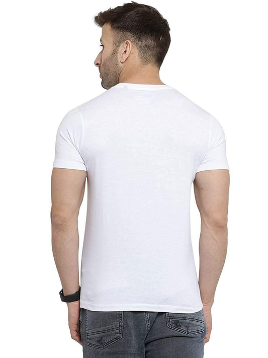 Godfrey Eco White Solid Round Neck Men T-Shirt