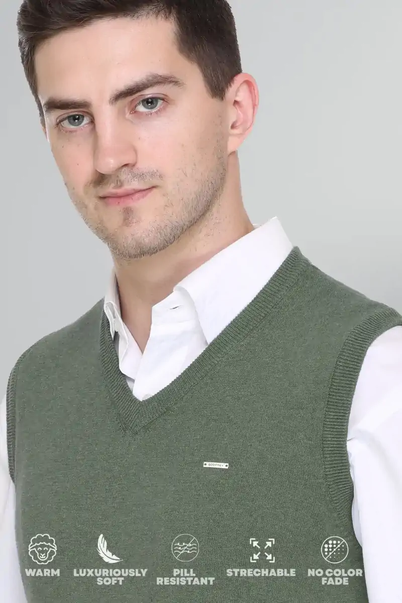 Olive V-Neck Sleeveless Pullover