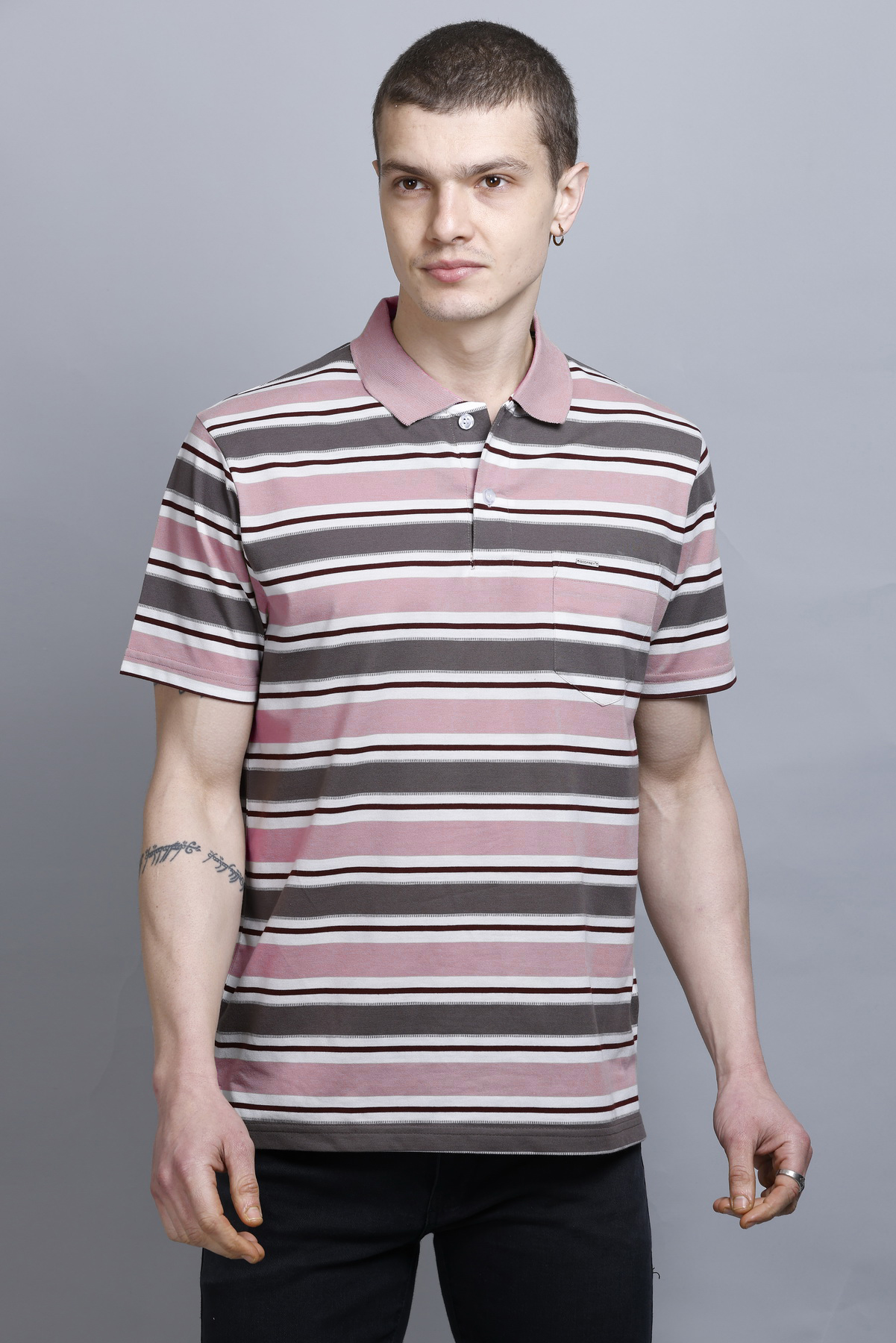Onion Striped Half Sleeve Men Polo tshirt With Pocket