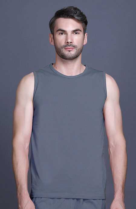 Powder BlueGym Vest Men Sleeveless T-Shirt
