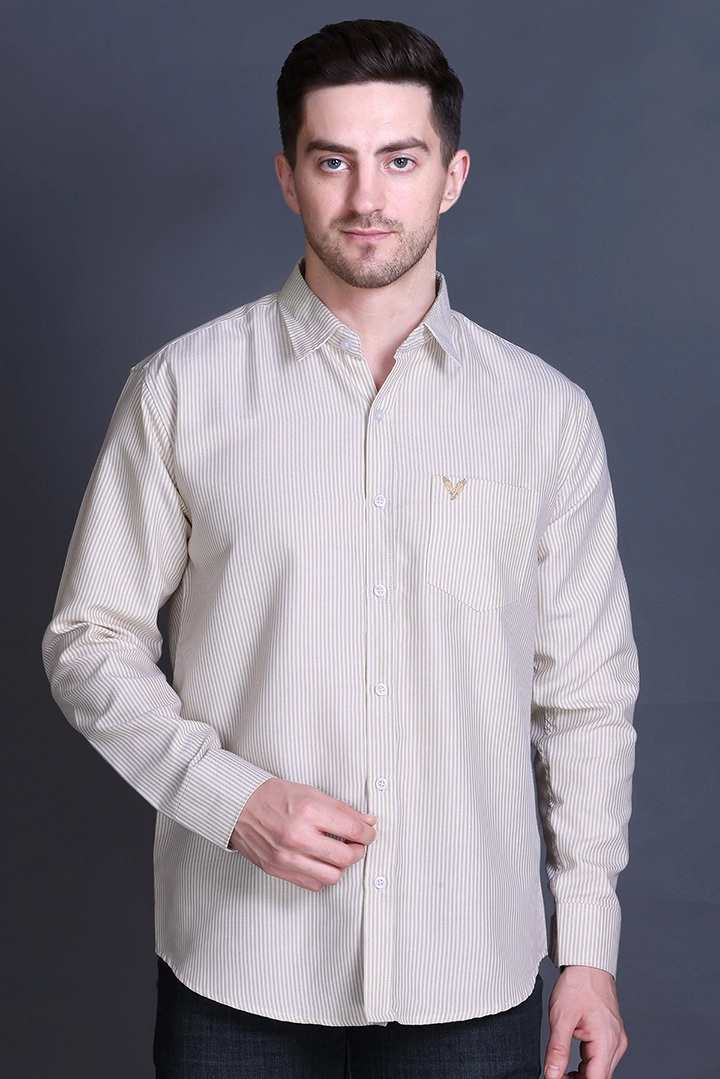 Beige Casual Shirt For Men