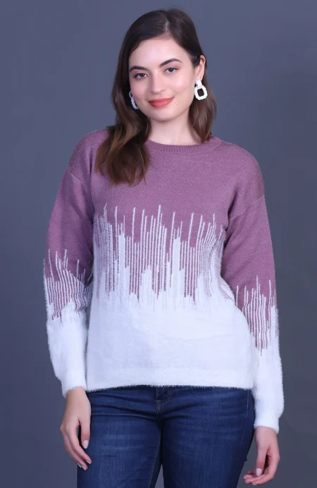 Onion Full Sleeve Woolen Round Neck Sweater For Women