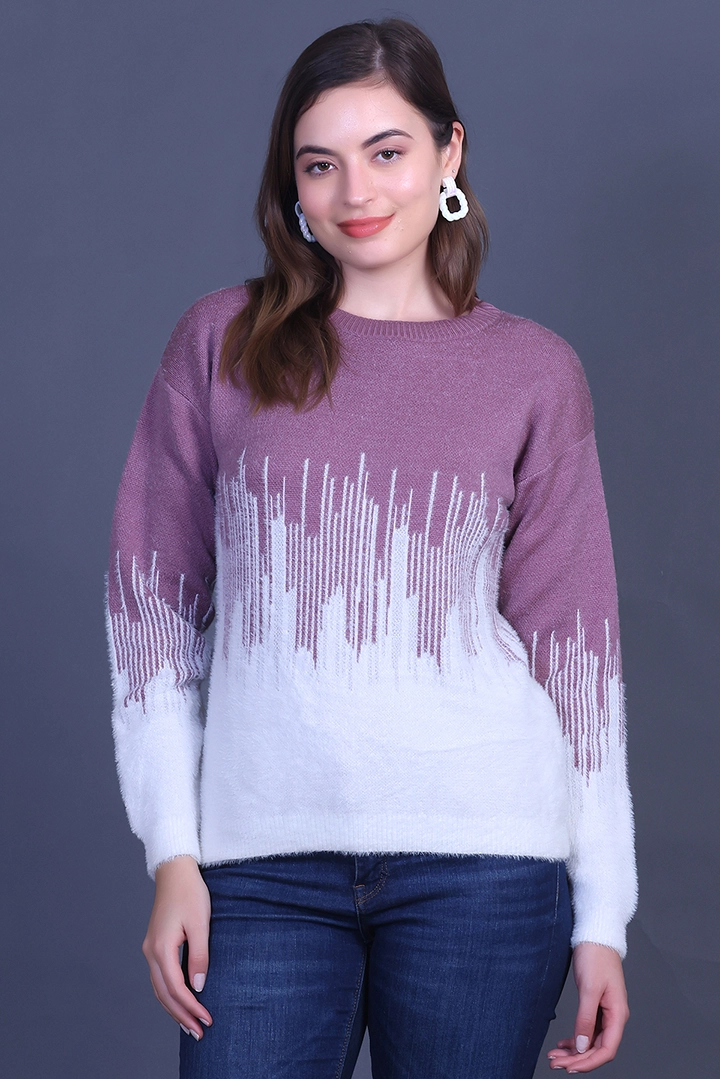 Onion Full Sleeve Woolen Round Neck Sweater For Women