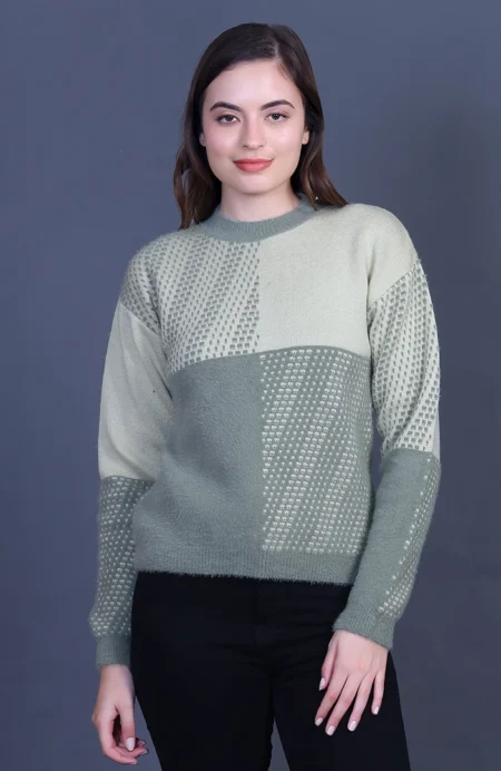 Pista Full Sleeve Woolen Round Neck Sweater For Women