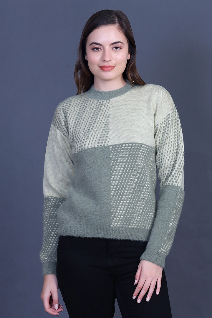 Pista Full Sleeve Woolen Round Neck Sweater For Women