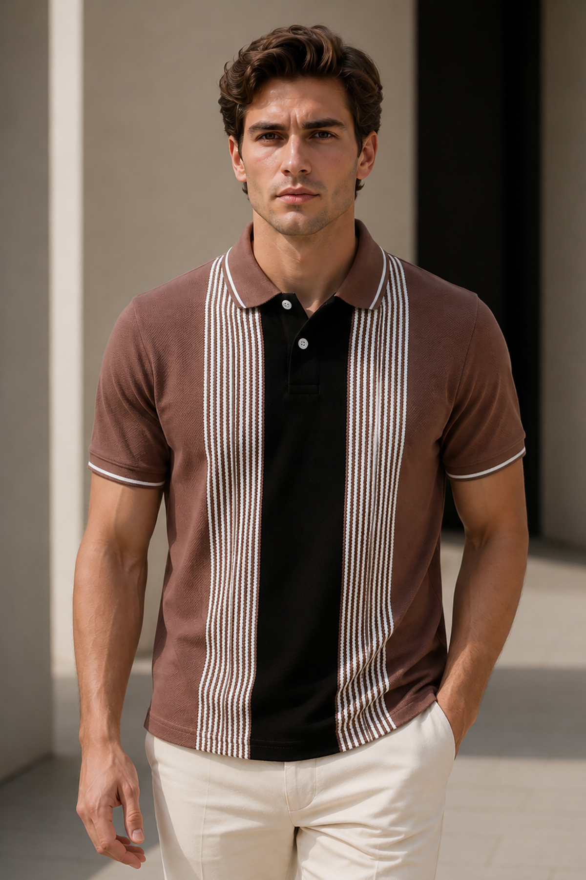 Coffee Half Sleeve Polo T-Shirt for Men