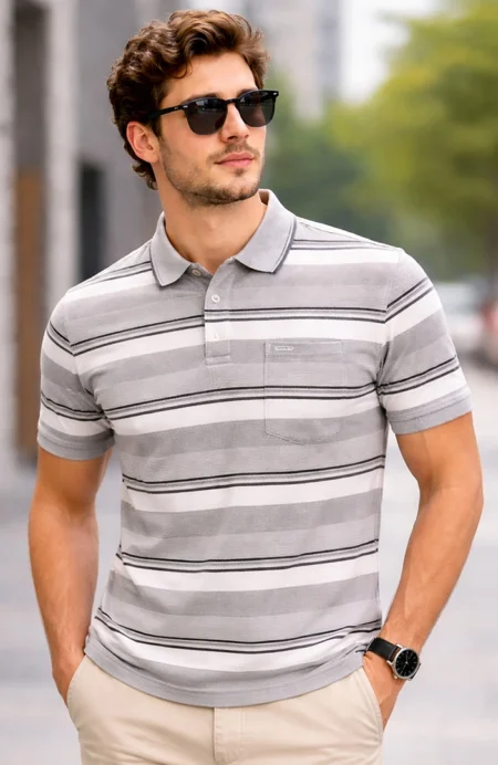 Beige Half Sleeve Polo T-Shirt for Men
