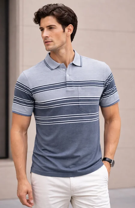 Denim Half Sleeve Polo T-Shirt for Men