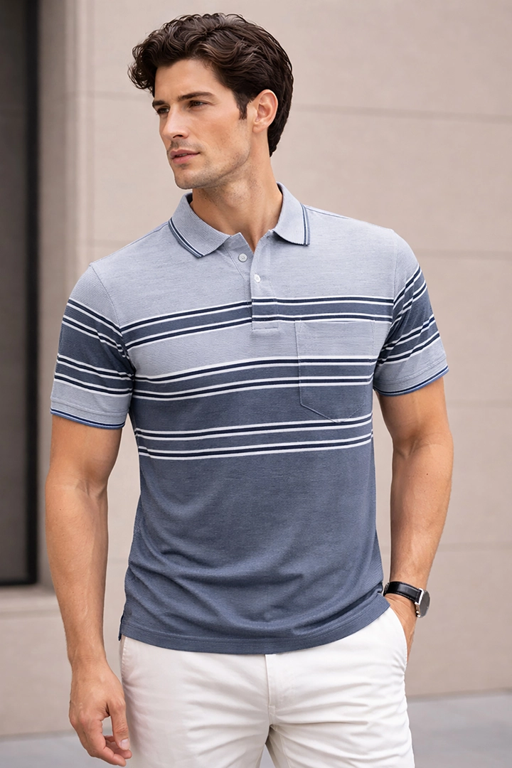Denim Half Sleeve Polo T-Shirt for Men