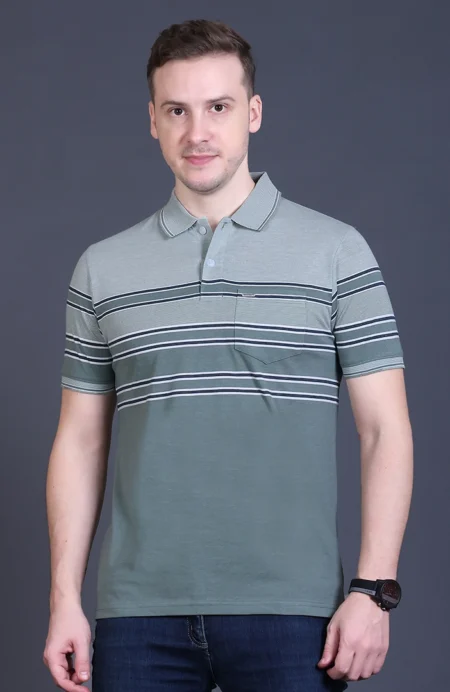 Roasted Green Half Sleeve Polo T-Shirt for Men