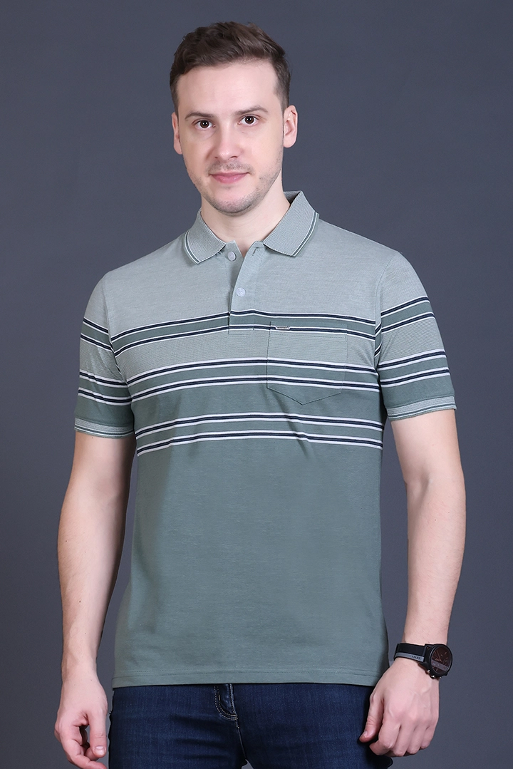 Roasted Green Half Sleeve Polo T-Shirt for Men