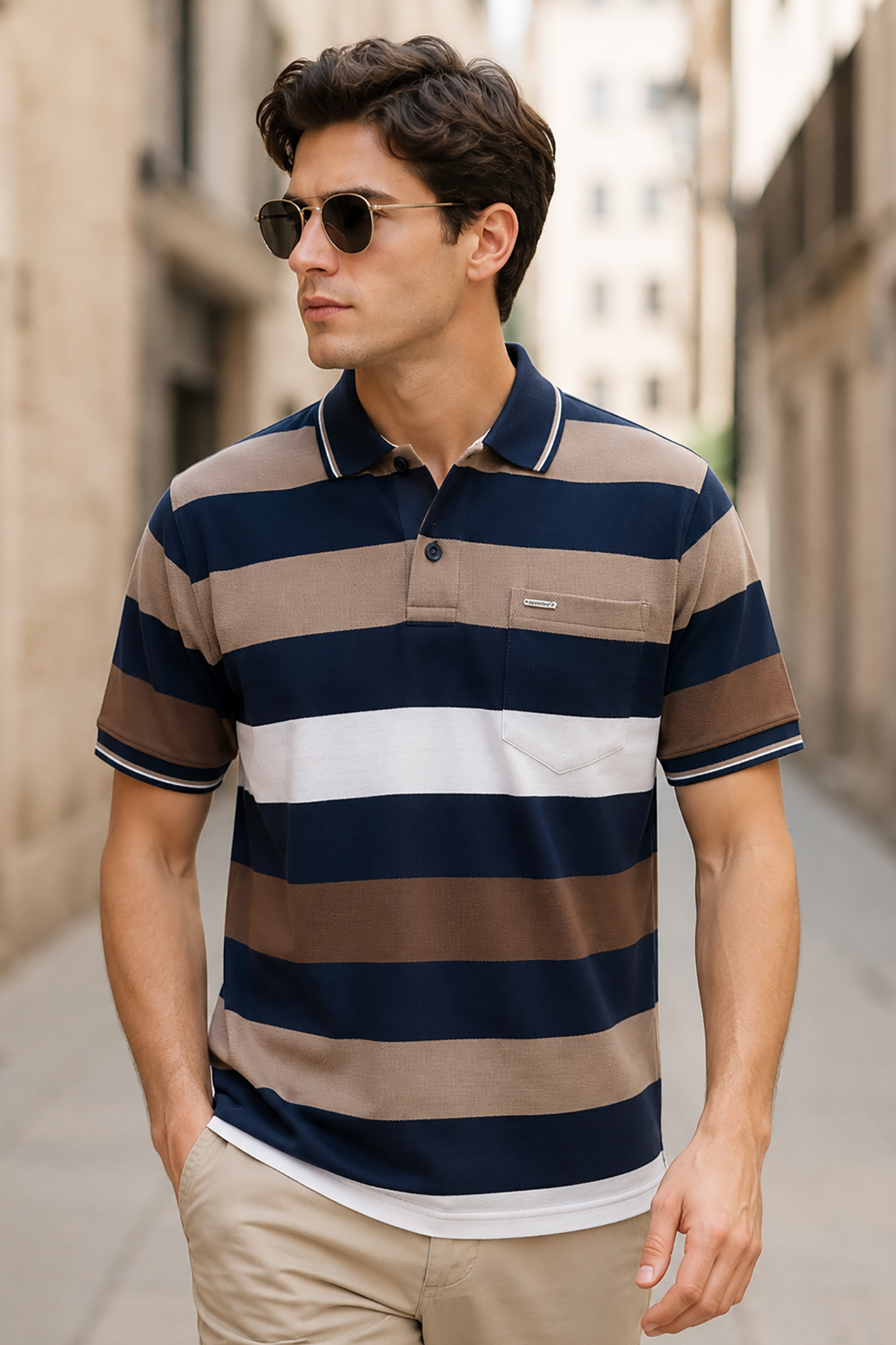 Navy Half Sleeve Polo T-Shirt for Men