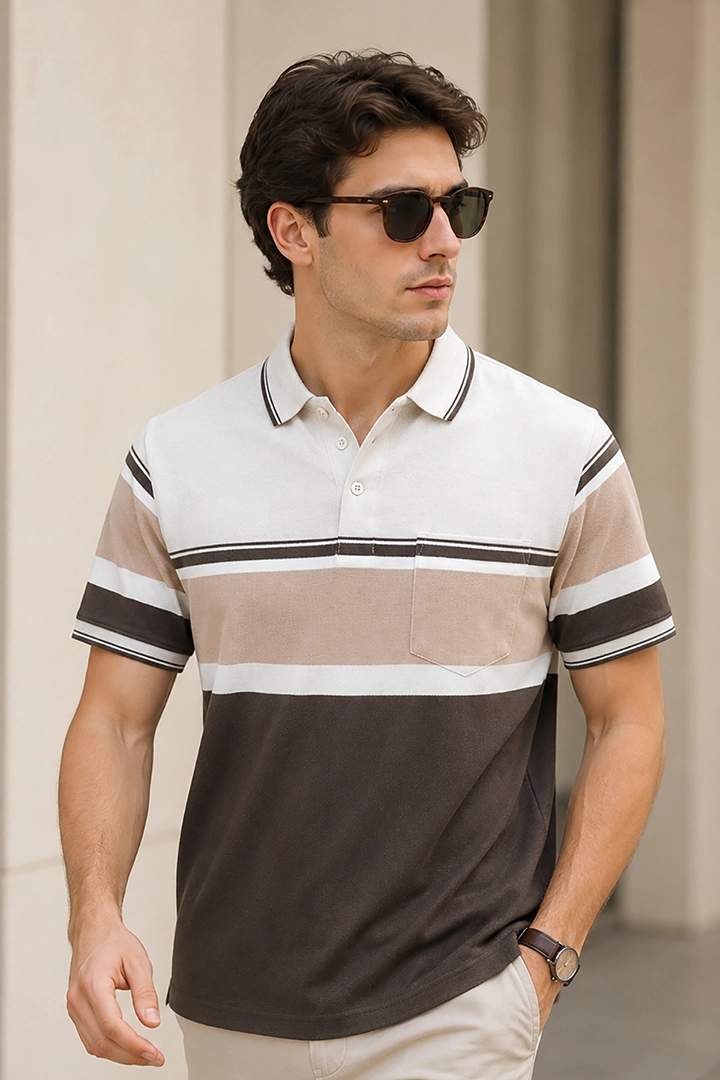 Coffee Half Sleeve Polo T-Shirt for Men
