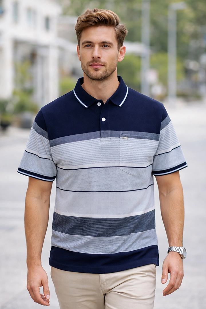 Navy Half Sleeve Polo T-Shirt for Men