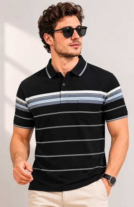Black Half Sleeve Polo T-Shirt for Men