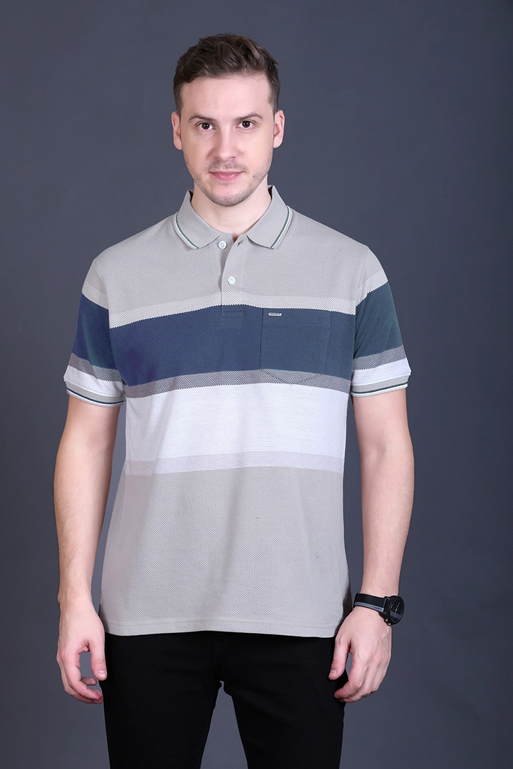 Light Grey Half Sleeve Polo T-Shirt for Men