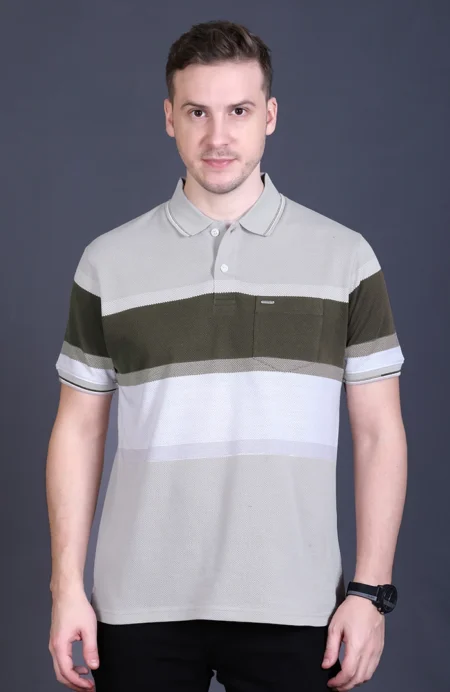 Off White Half Sleeve Polo T-Shirt for Men