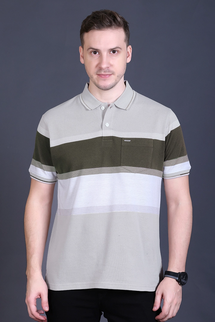 Off White Half Sleeve Polo T-Shirt for Men