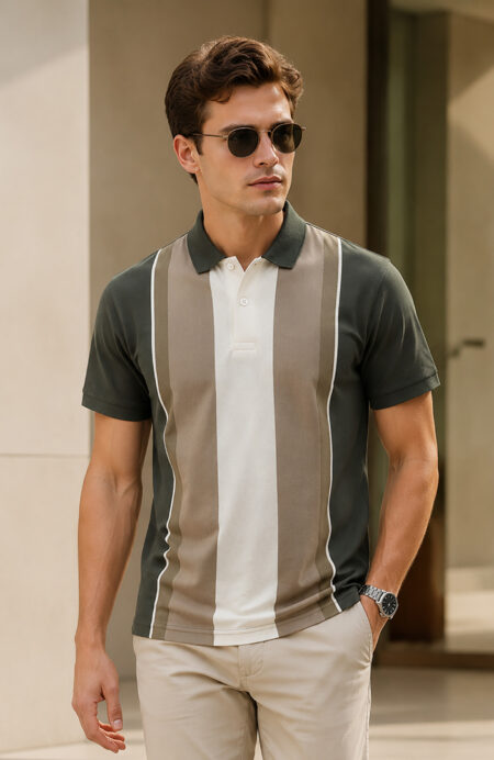 Olive Half Sleeve Polo T-Shirt for Men