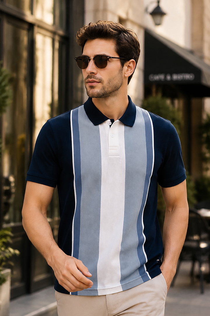 Navy Half Sleeve Polo T-Shirt for Men